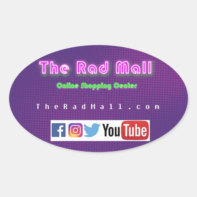 The Rad Mall "Website" Oval Sticker (Front)