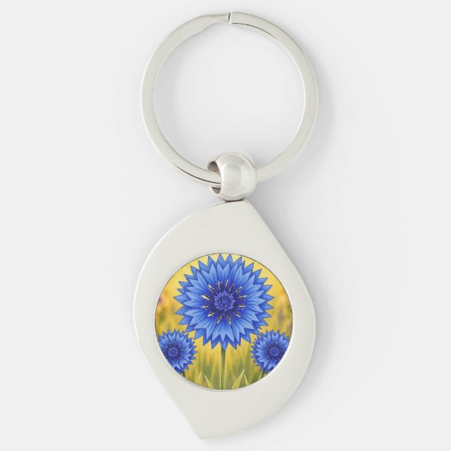 The Radiant Petal Cornflower Key Ring (Front)