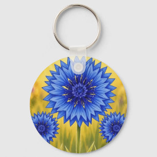 The Radiant Petal Cornflower Key Ring