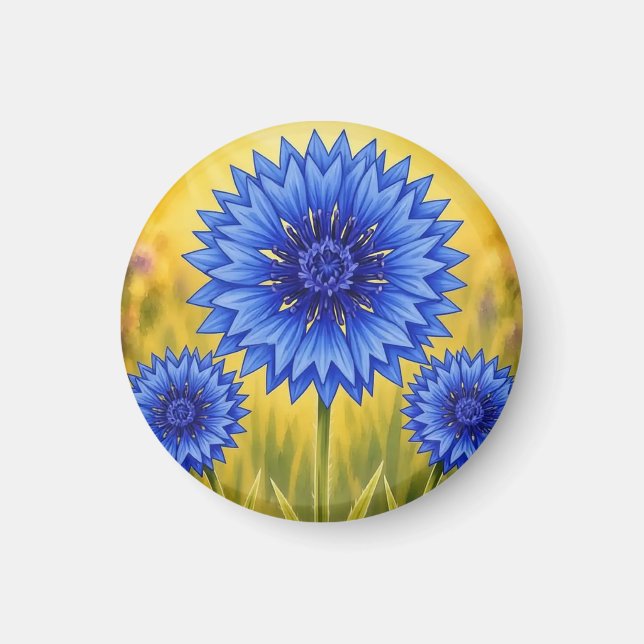 The Radiant Petal Cornflower Magnet (Front)