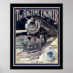 "The Ragtime Engineer" Sheet Music Cover 16 x 20 Poster