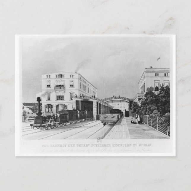 The railway station of the train Berlin-Potsdam Postcard (Front)