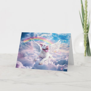 The Rainbow Bridge Poem, White Angel Dog Holiday Card