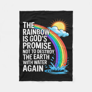 The Rainbow Is God's Promise Christian Religious B Fleece Blanket