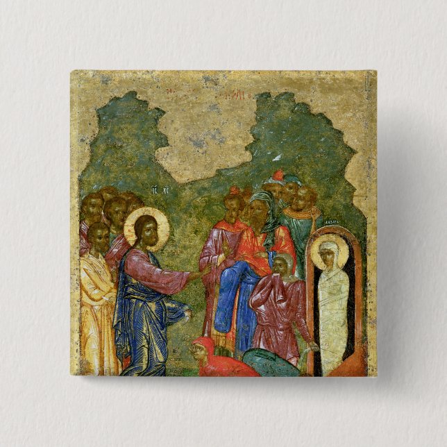 The Raising of Lazarus, Russian icon 15 Cm Square Badge (Front)