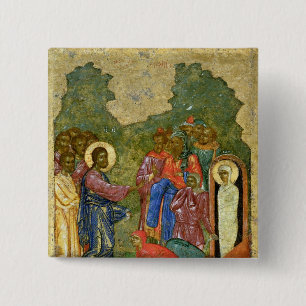 The Raising of Lazarus, Russian icon 15 Cm Square Badge