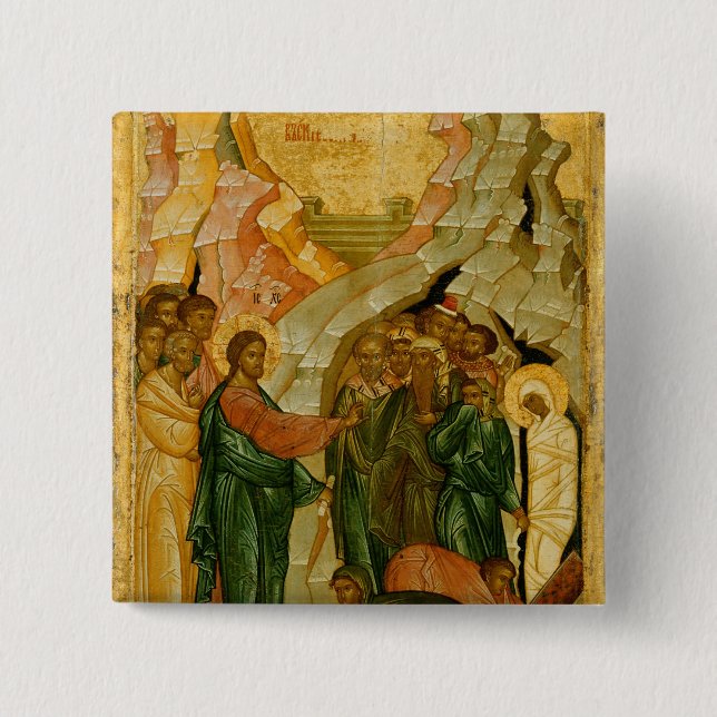 The Raising of Lazarus, Russian icon 15 Cm Square Badge (Front)
