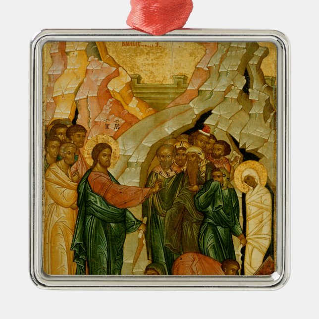 The Raising of Lazarus, Russian icon Metal Tree Decoration (Front)