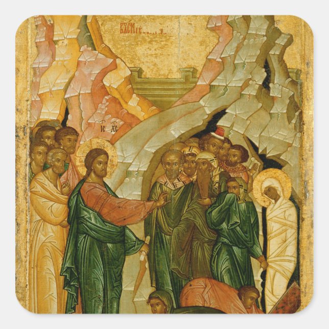 The Raising of Lazarus, Russian icon Square Sticker (Front)