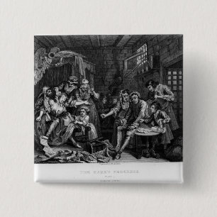 The Rake in Prison, plate VII 15 Cm Square Badge