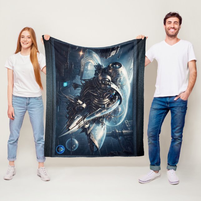 The Raspian Dynamorph Drone AI Art by Xzendor7 Fleece Blanket (In Situ)