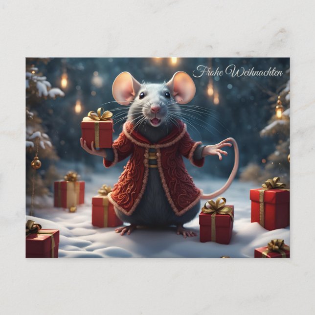 The rat wishes a Merry Christmas Postcard (Front)