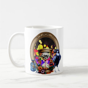 The Raven And The Skull Hourglass Coffee Mug