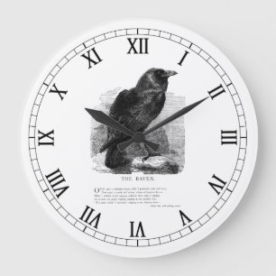 The Raven by Edgar Allen Poe Large Clock