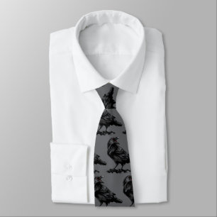 The Raven Halloween Black Bird Goth Tie