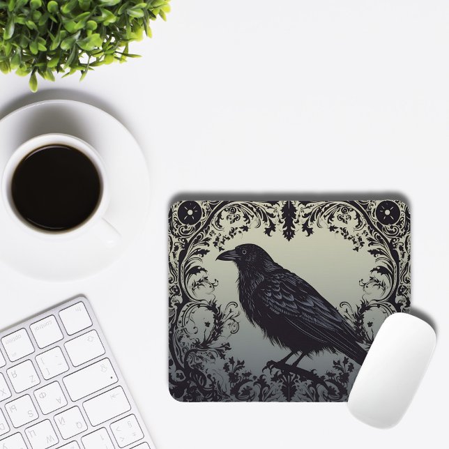 The Raven Halloween Black Gothic Mouse Mat (Creator Uploaded)