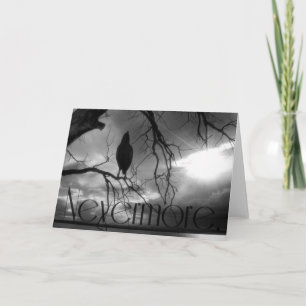 The Raven - Nevermore Sunbeams & Tree B&W Card