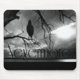 The Raven - Nevermore Sunbeams & Tree B&W Mouse Mat