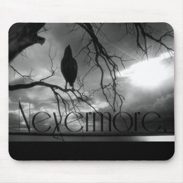 The Raven - Nevermore Sunbeams & Tree B&W Mouse Mat (Front)
