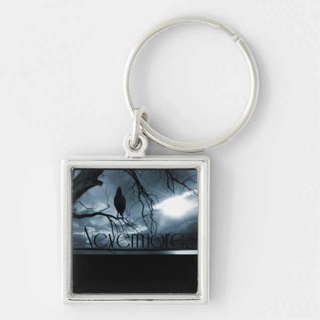The Raven - Nevermore Sunbeams & Tree Blue Key Ring (Front)