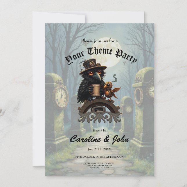 The raven powered by Coffee  Invitation (Front)