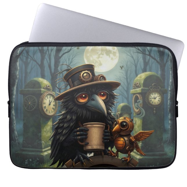 The raven powered by Coffee Laptop Sleeve (Front)