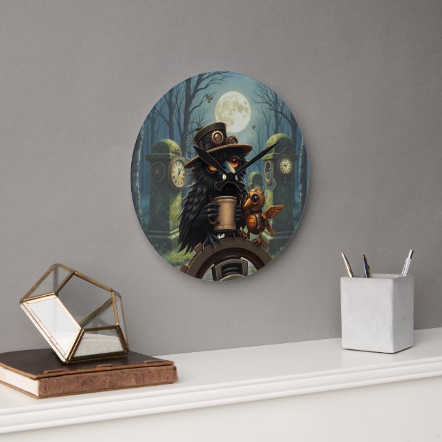 The raven powered by Coffee Large Clock (Office)