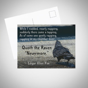 The Raven Quote Edgar Allen Poe's Nevermore Gothic Postcard