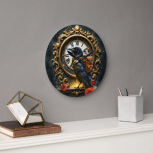 The Raven’s Clockwork Delivery Large Clock