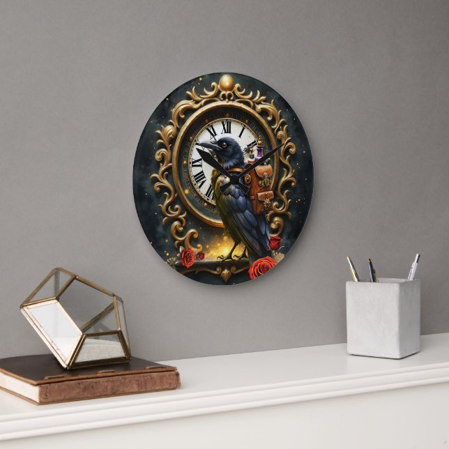 The Raven’s Clockwork Delivery  Large Clock (Office)