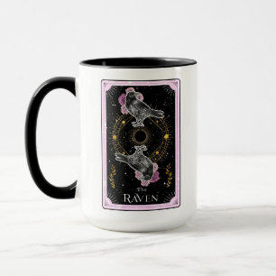 The Raven Tarot Card Celestial Moon Pink Black Mug