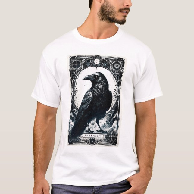 The Raven Tarot Card Crow Gothic Witchy Dark T-Shirt (Front)