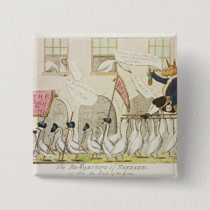 The Re-Electing of Reynard or Fox 15 Cm Square Badge