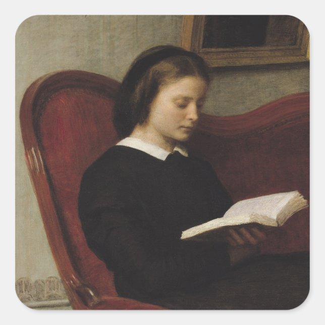 The Reader, 1861 Square Sticker (Front)