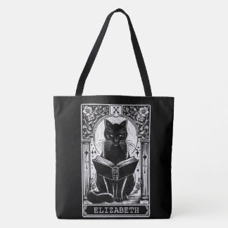 The Reader Black Cat Tarot Card Tote Bag