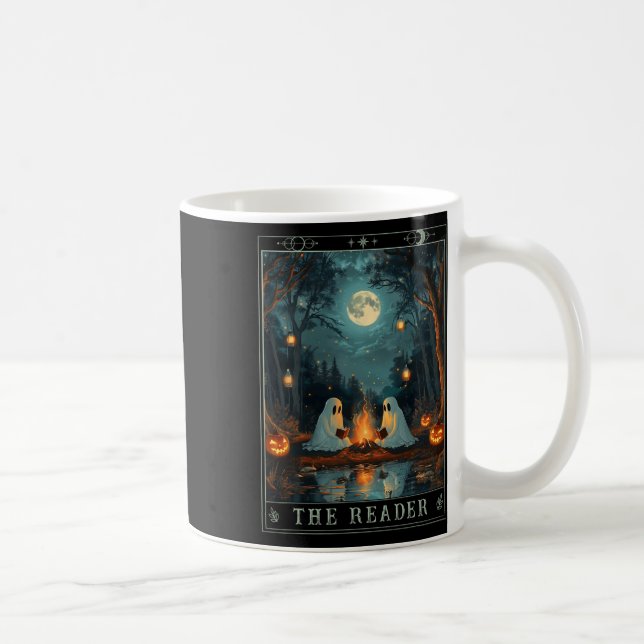 The Reader Bookish Cute Spooky Ghost Reading Book  Coffee Mug (Right)