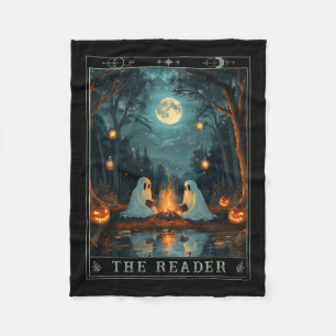 The Reader Bookish Cute Spooky Ghost Reading Book  Fleece Blanket