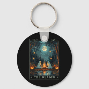 The Reader Bookish Cute Spooky Ghost Reading Book Key Ring
