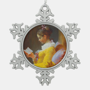 The Reader by Jean-Honore Fragonard Snowflake Pewter Christmas Ornament