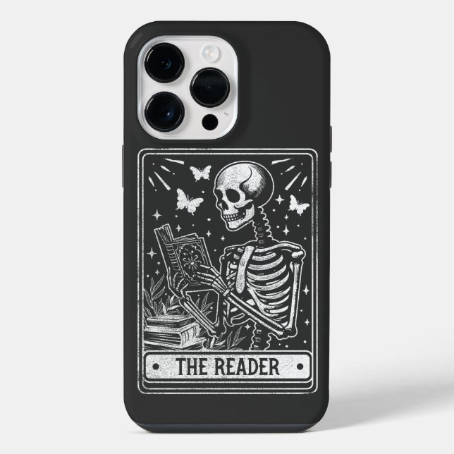 The Reader Skeleton Reading Booklover Halloween iPhone Case (Back)
