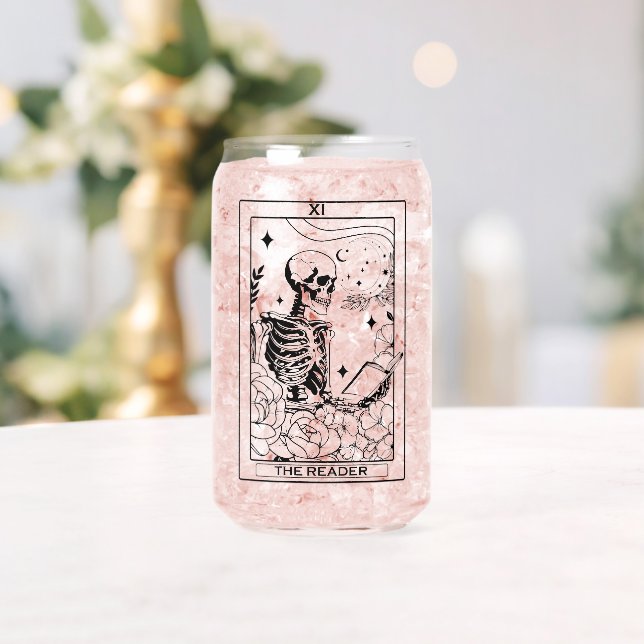 "The Reader" Skeleton Tarot Card Can Glass (Insitu (Wedding))