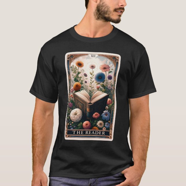 The Reader Tarot Card Bookish Librarian T-Shirt (Front)