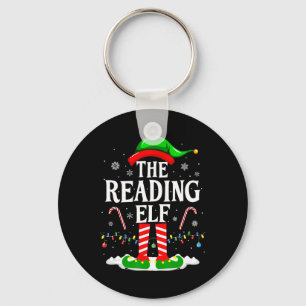 The Reading Elf Xmas Funny Book Lover Christmas Bo Key Ring