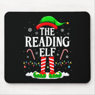 The Reading Elf Xmas Funny Book Lover Christmas Bo Mouse Mat
