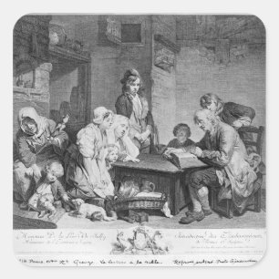 The Reading of the Bible Square Sticker