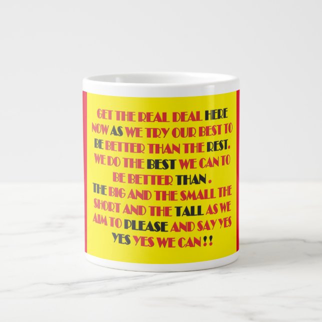 The real deal for promotion words letters      large coffee mug (Front)