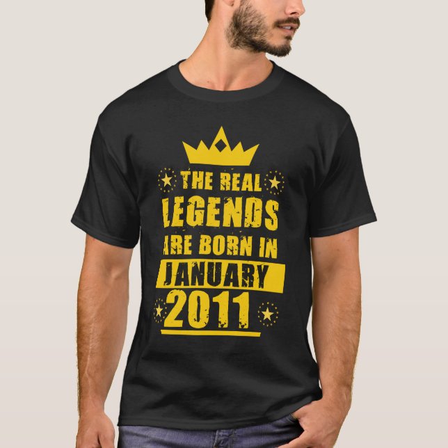 The Real Legends Are Born In January 2011 retro  T-Shirt (Front)