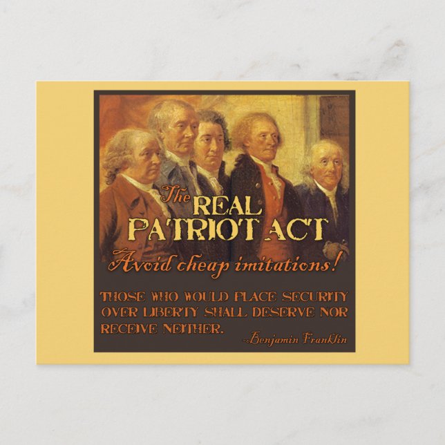 The Real Patriot Act, The Founding Fathers Postcard (Front)