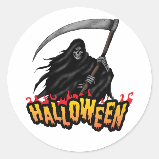 The Reaper Halloween Scary  Classic Round Sticker (Front)