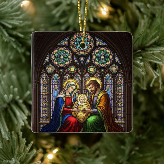 The Reason for the Season Nativity personalized Ceramic Ornament (Tree)